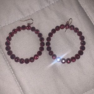 Forever 21 Purple Rhinestone Hoop Earrings